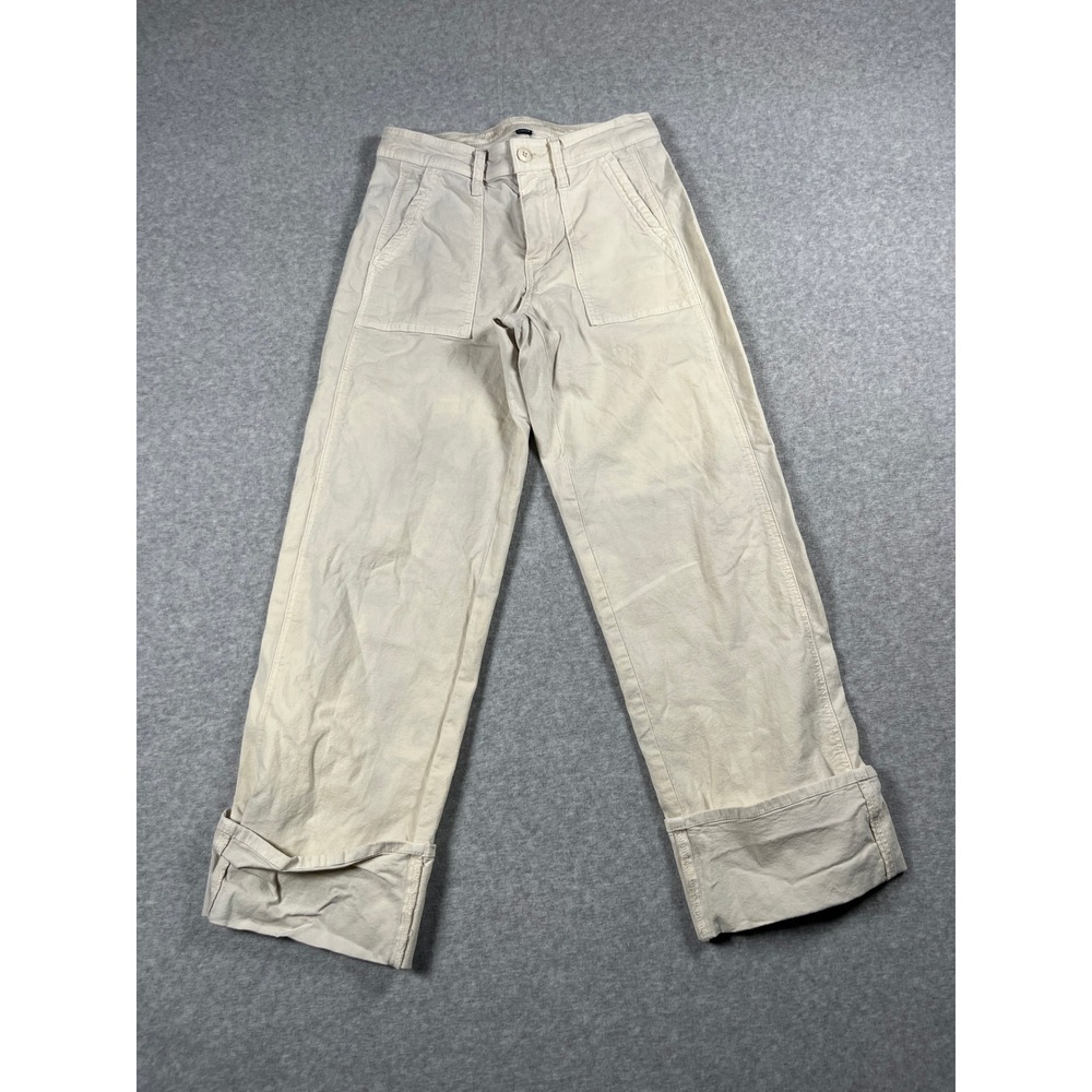 American Eagle Stovepipe Pants Womens 0 Cream Mid Rise Light Wash Utility Casual